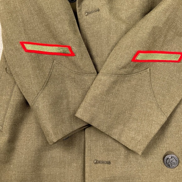 Abate US Marine Corps Overcoat Men 36R Green Military Dress Serge Coat Wool VTG - Picture 2 of 12